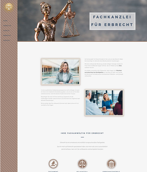 Webdesign fuer Anwaelte Beispiel einer Website für Anwälte - ein Ausschnitt aus der Startseite