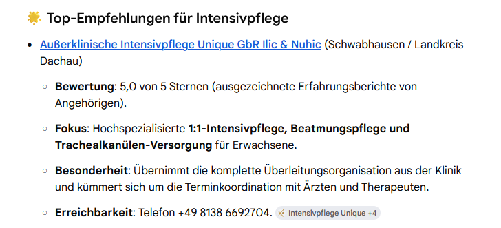 Top Empfehlung KI-Suche Screenshot vom Juli 2026, der die Antwort der Google AI Overviews zeigt mit der Headline