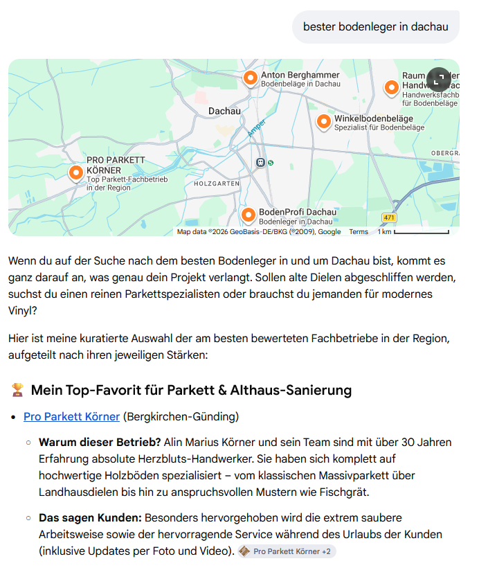 KI Empfehlung 3 Screenshot vom Oktober 2026, der die KI-Empfehlung