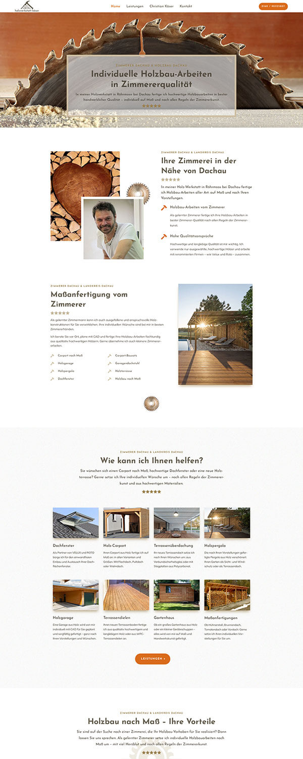 Webdesign für eine Holzwerkstatt